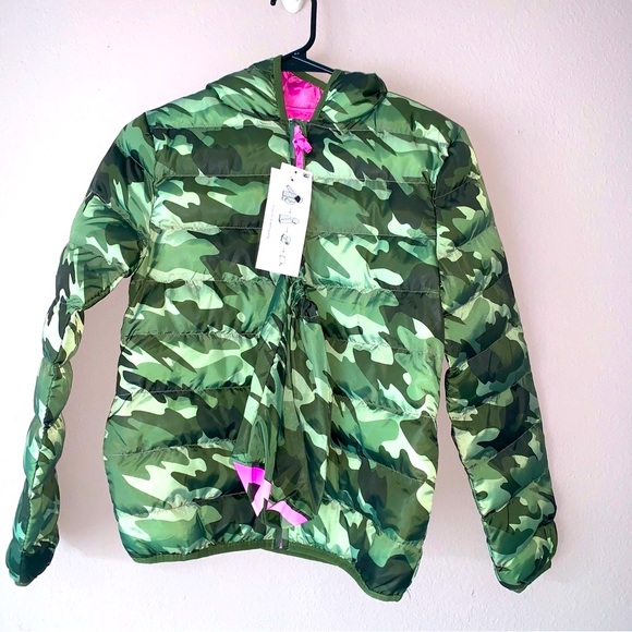 Epic Threads Camo Puffer Coat Big Girls Large Pink Packable with Bag - Picture 1 of 6